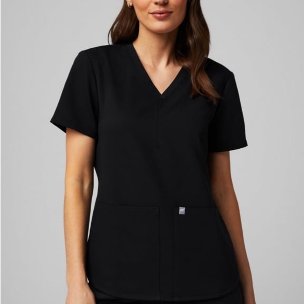 Fabletics Women's Black V-Neck Method Scrub Top Size L